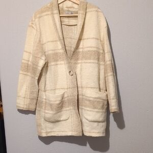 Dex Cream and Tan Plaid Cardigan